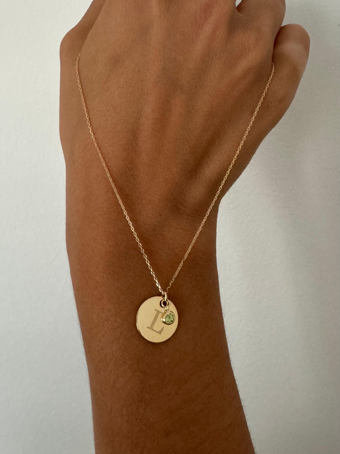 Medal & birthstone necklace